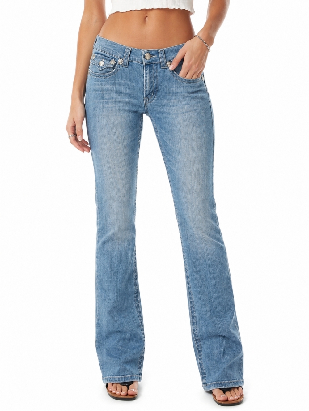 Laguna Beach Jeans Light Wash Bootcut Jeans Skull Button Detail Size 31 Y2K Deni